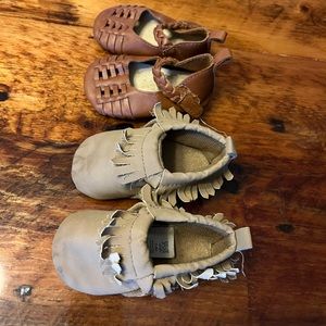 Set of 2 soft sole shoes, 0-3mo